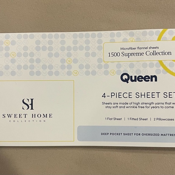 Warm Beige MicroFiber Queen Flannel Sheets Bedding Set - Picture 3 of 5